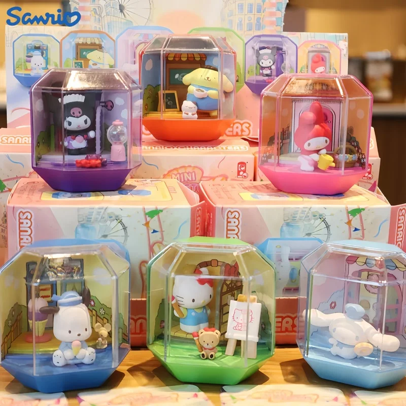 Original Sanrio Mini Store Series Cartoon Blind Box Toys Hello Kitty My Melody Kuromi Cinnamoroll Pachacco Pom Pom Purin Gift