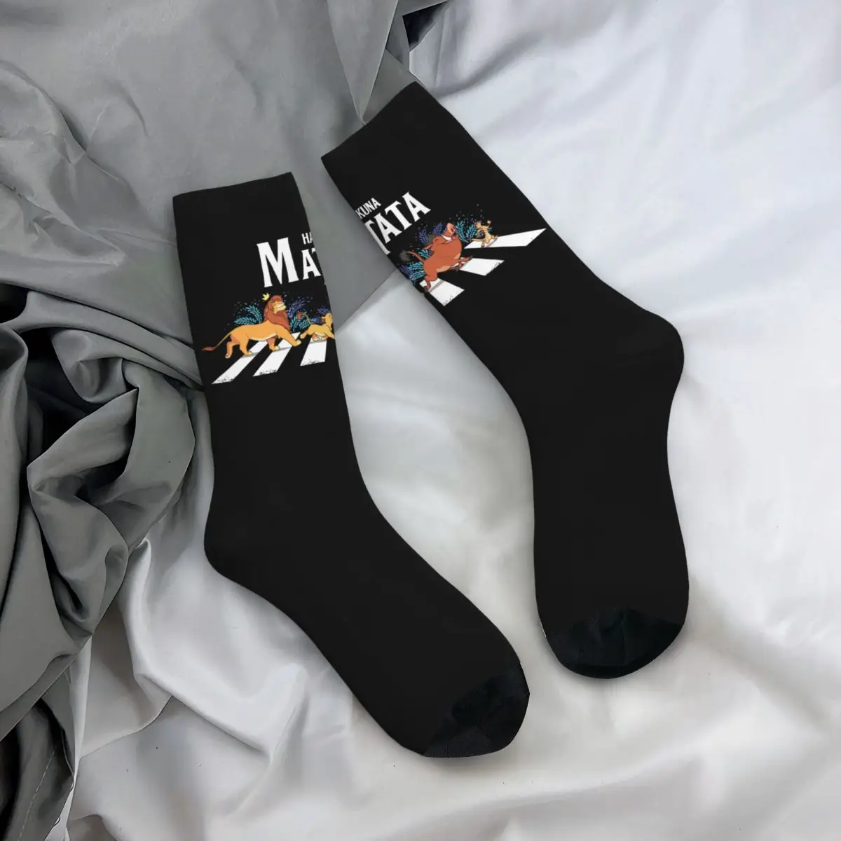 New Men\'s Socks Harajuku The Lion King Matata Road Cartoon Sock New Graphic Women Stockings Spring Summer Autumn Winter