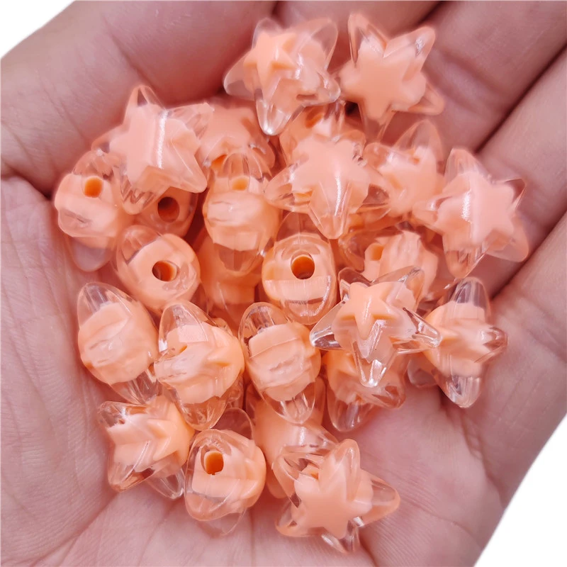 10Pcs 17mm Loose Beads Candy Color Jewelry Making DIY Crafts Star Shape Acrylic Necklace Bracelet Pendant Transparent Wholesale