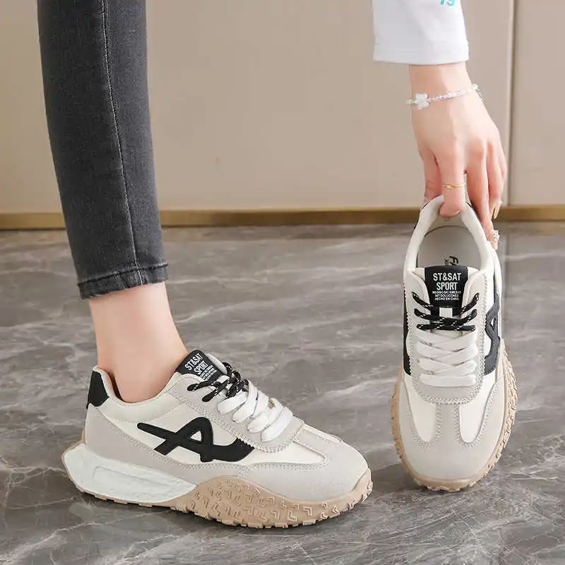 أحذية رياضية دائرية الأنف Ete أحذية رياضية لطيفة ذات قصة عالية أحذية رياضية طويلة للسيدات طقم رياضي كلاسيكي شعبي #3