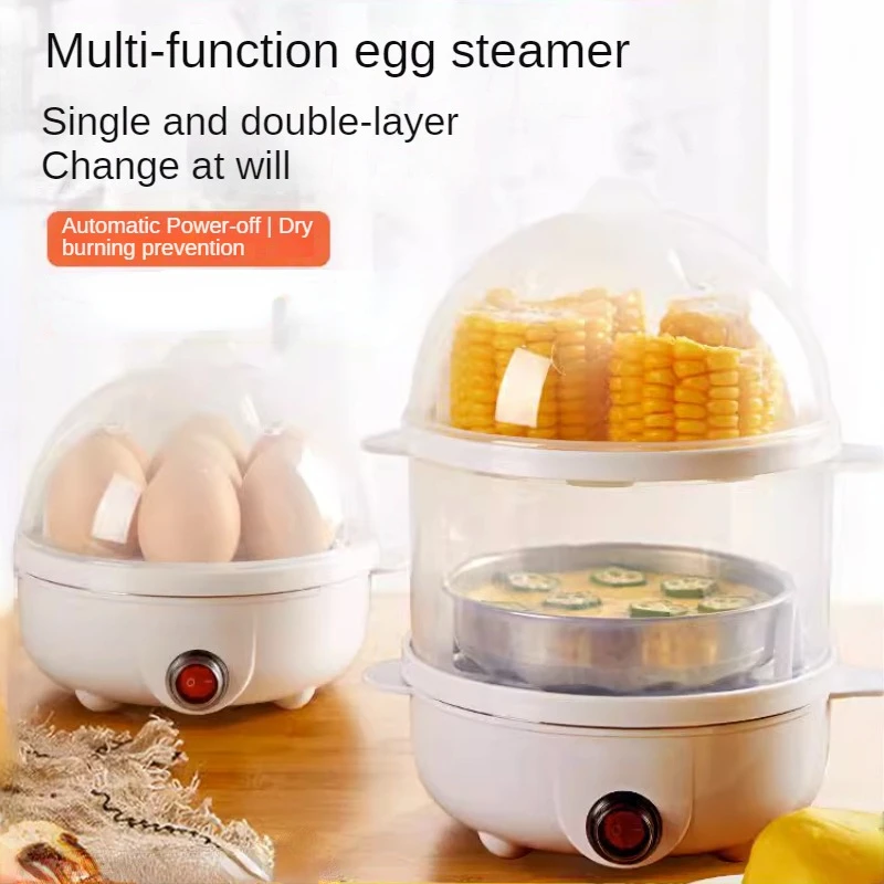 

New Small Egg Steamer 220V Home Breakfast Maker Automatic Power Off Egg Boiler Electric Vaporera Para Cocinar Appareil Cuisine