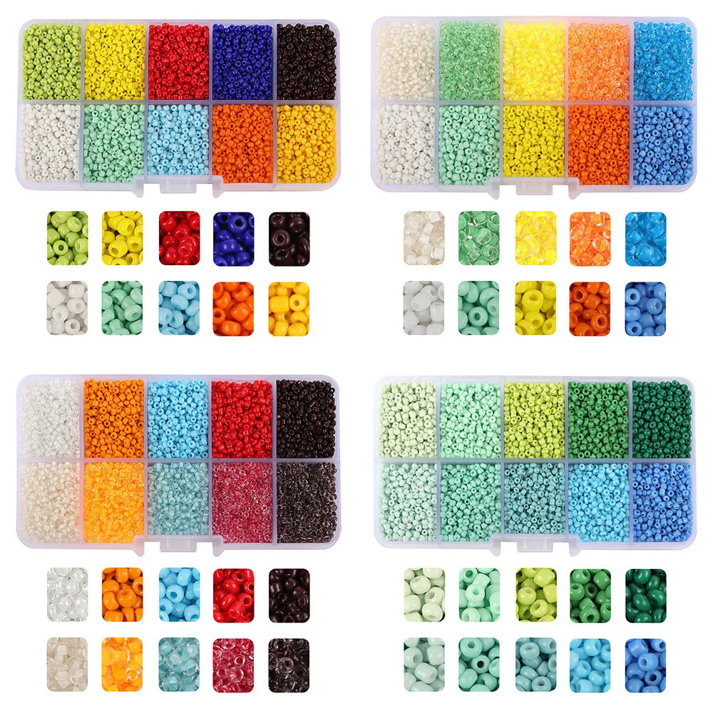 

1 Box 10 Grid Rice Beads 2/3/4mm Glass Rice Loose Beads Diy Cross Stitch Bead Jewelry Beading Materials