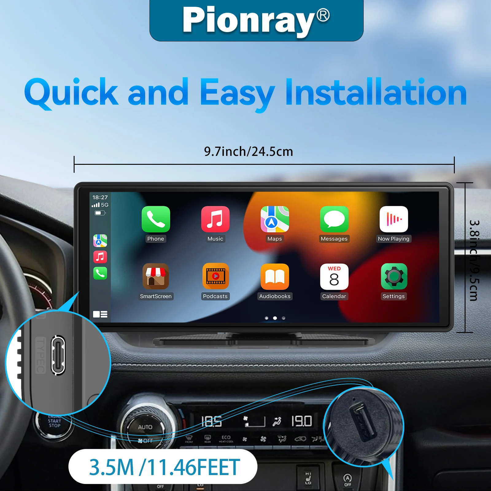 Carplay Screen for Car, 4K Dash Cam, 11