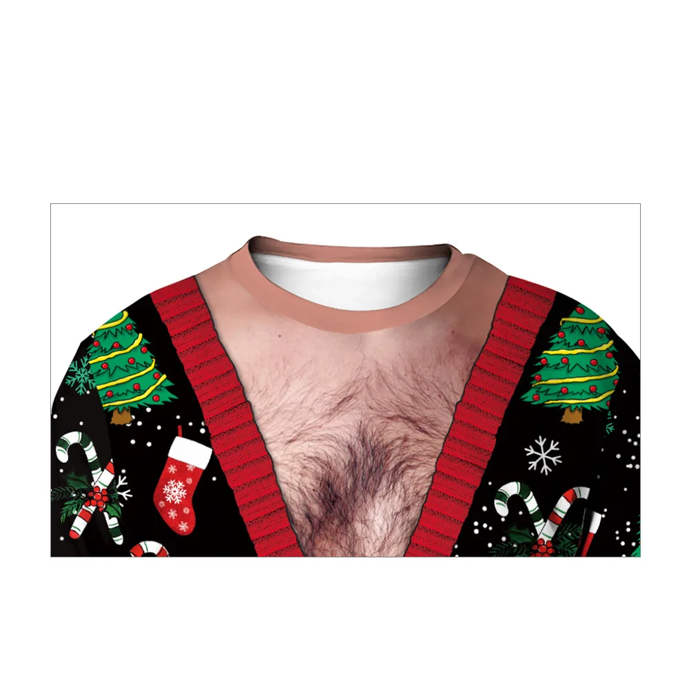 2024 Autumn Holiday Two-piece Women's Christmas Clothing Digital Printing Christmas Pullover Round Neck Christmas Couple Sweater