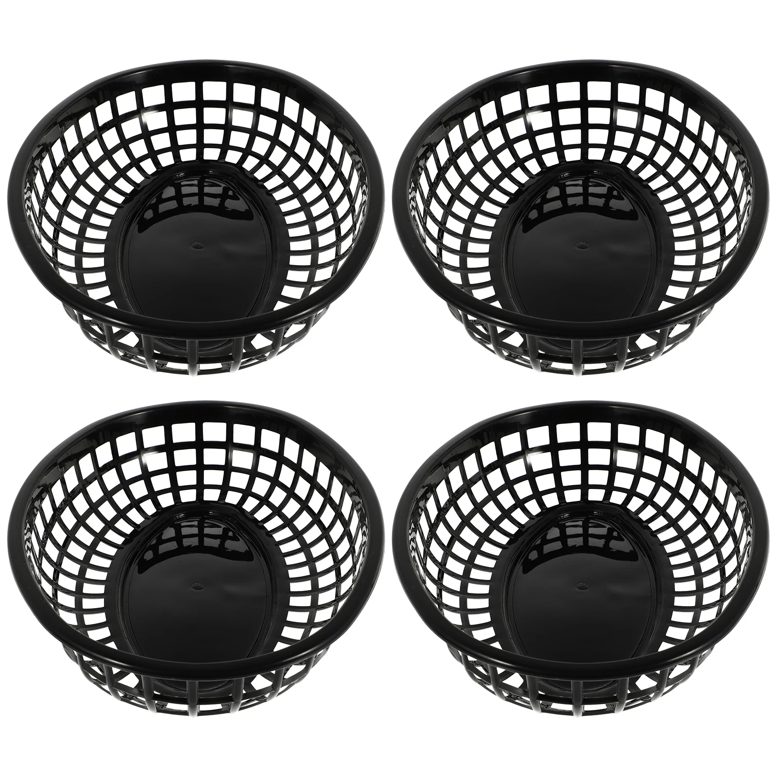 

4pcs Black Storage Baskets Plastic Fruit Trays Vegetable Snack Dishes PP Material Easy Clean Durability Practical Use Storage