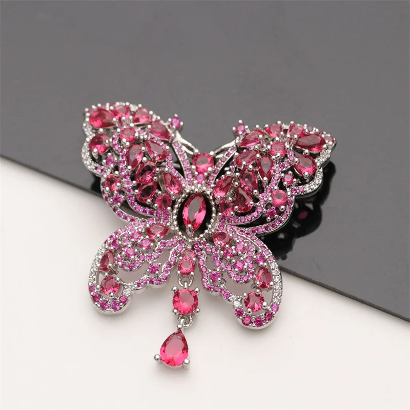 High Quality Golden plated Paved CZ Butterfly Brooch /Necklace PendantCubic Zirconia Jewelry Connector DIY Jew