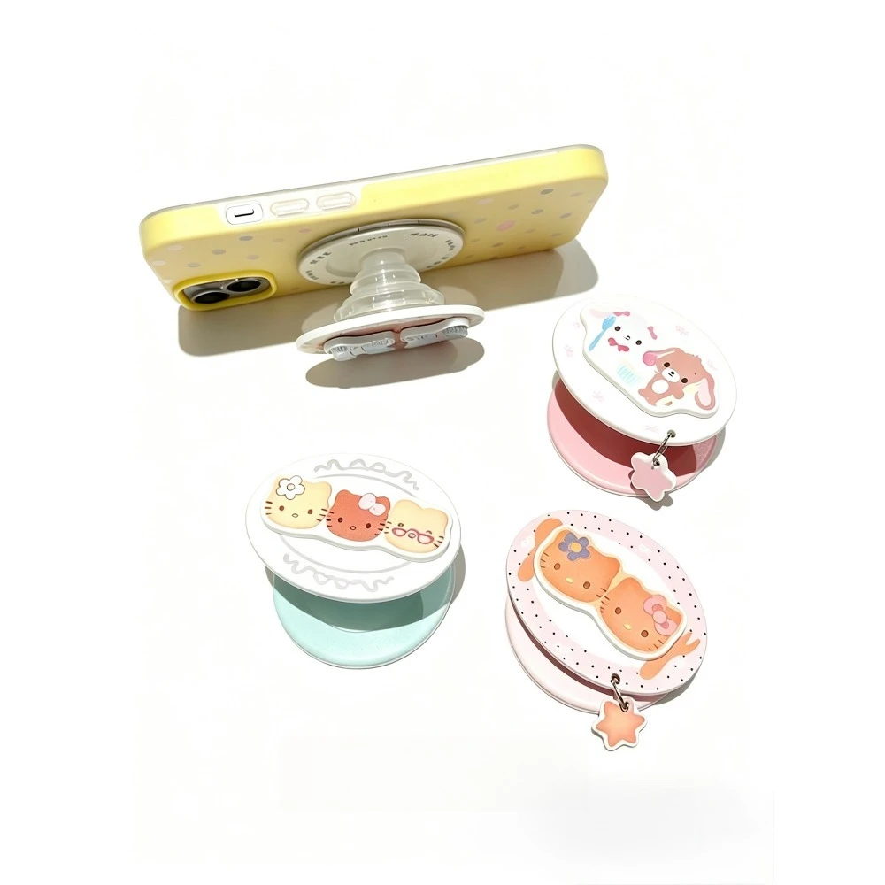 Sanrio Creative Cartoon Hello Kitty Korea Cute Biscuit For MagSafe Phone Stand Foldable Magnetic Phone Case Finger Ring Holder - view 2