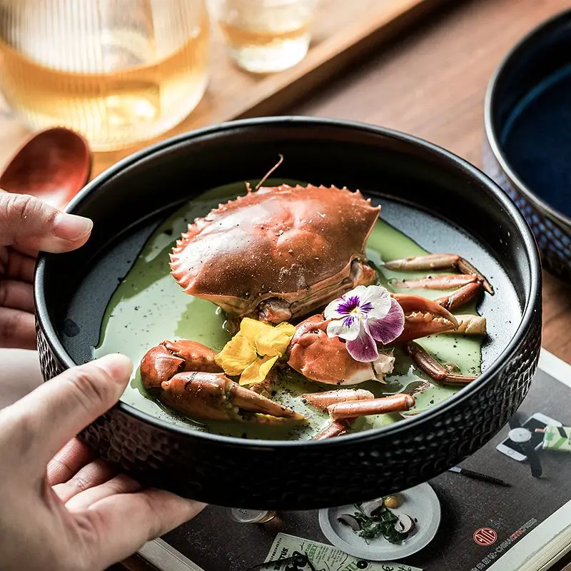 High-End Ceramic Deep-Dish Breakfast Plate Elegant Japanese-Style Home Use Dining Dish for Everyday Rituals