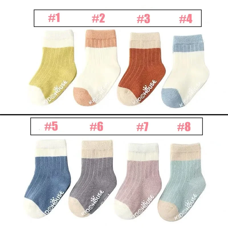 4Pairs Baby Socks Cotton Four Seasons Anti Slip for Newborn Baby Children's Socks Baby Boy Infant Socks for Girls 0-36 Months