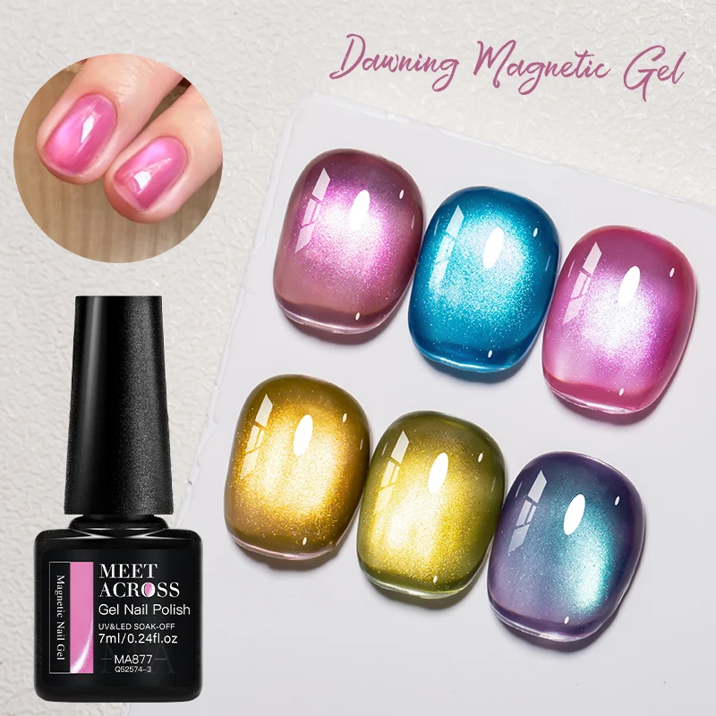 7ml Dawning Magnetic Cat Eye Gel Nail Polish Set Pink UV LED Soak Off Gel Varnish Crystal Cat Eye Gel Lacquer With Display