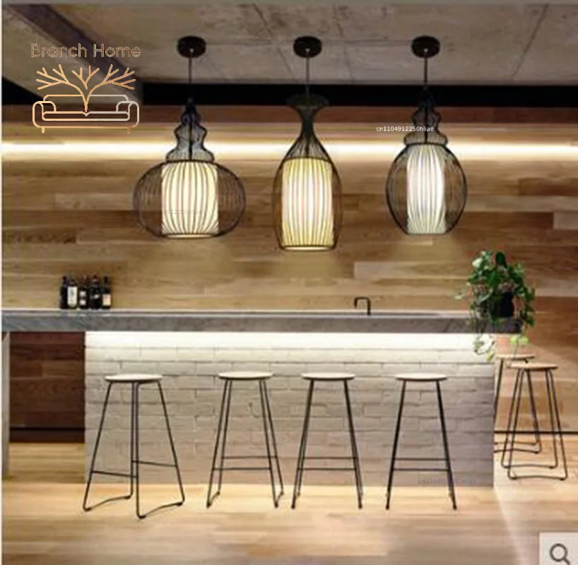 Chinese style Chinese style creative lantern Zen study dining room lamp simple modern living room gourd Pendant Lights LX102613