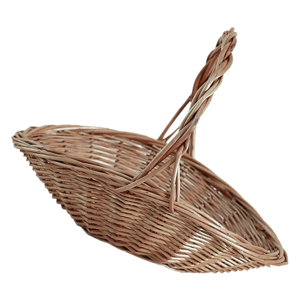 

Woven Rattan Picnic Basket Ample Space Sturdy Handle Portable for Fruits Vegetables Flowers Garden Harvest Outdoor Picnic Events