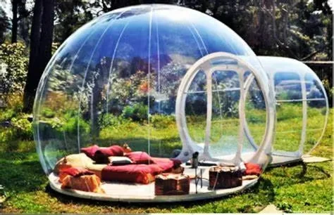 Clear Inflatable Bubble Dome Tent With Tunnel,DIY Transparent Sphere Bubble Hotel Family Gardon Camping Lgloo Living Room