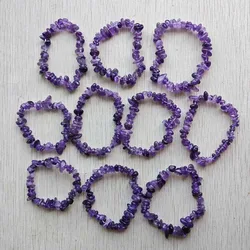 Natural Brazilian amethyst irregular gallet Beads Reiki Healing Handmade stretch Bracelets & Bangles Gift jewelry Wholesale 10pc