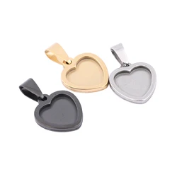 10pcs Stainless Steel Fit 12mm Heart Cabochon Base Settings Diy Bezel Pendant Tray Blanks For Jewelry Making Supplies