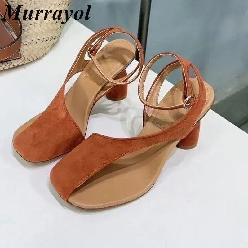 Pinch Toe Solid Color Sexy Sandals Women's Cow Suede Strange Style High Heels Sandalias Spring Autumn Retro Party Dress Shoes