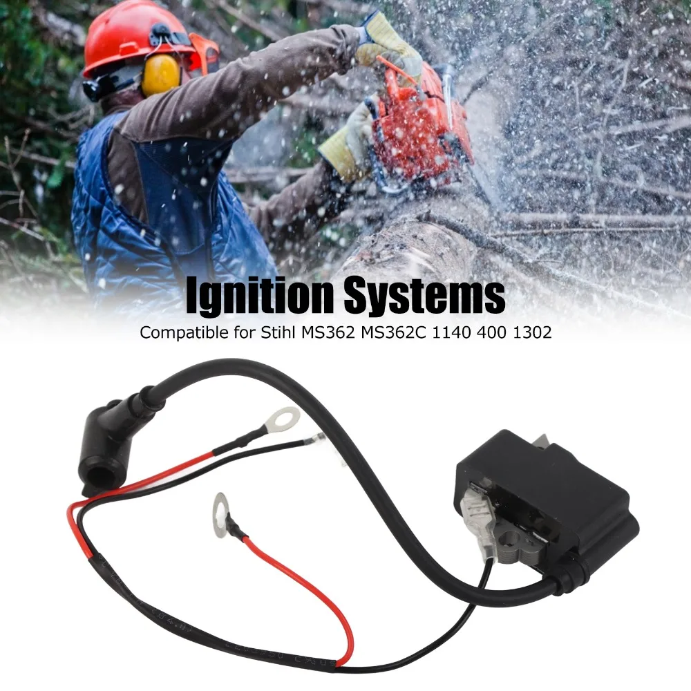 Black Chainsaw Ignition Coil Metal With Wire Replacement Ignition Coil Easy Installation High Voltage Output for MS362 MS362C