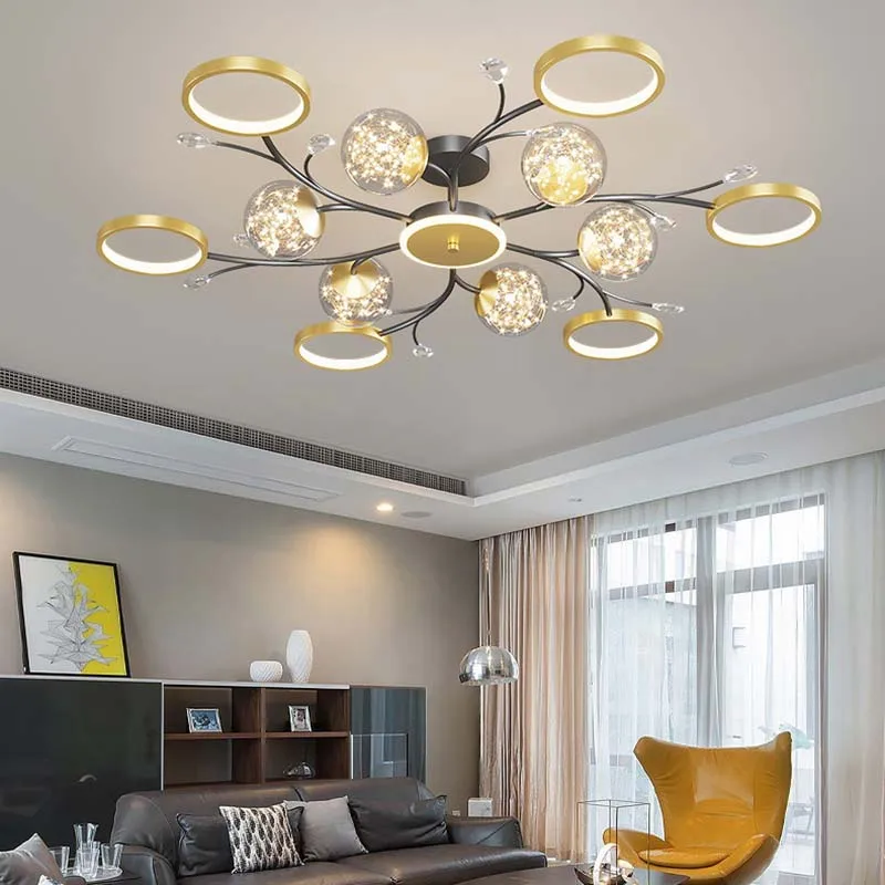 Scandinavian LED living room lights new light luxury chandelier jewelry modern simple crystal atmosphere bedroom ceiling light
