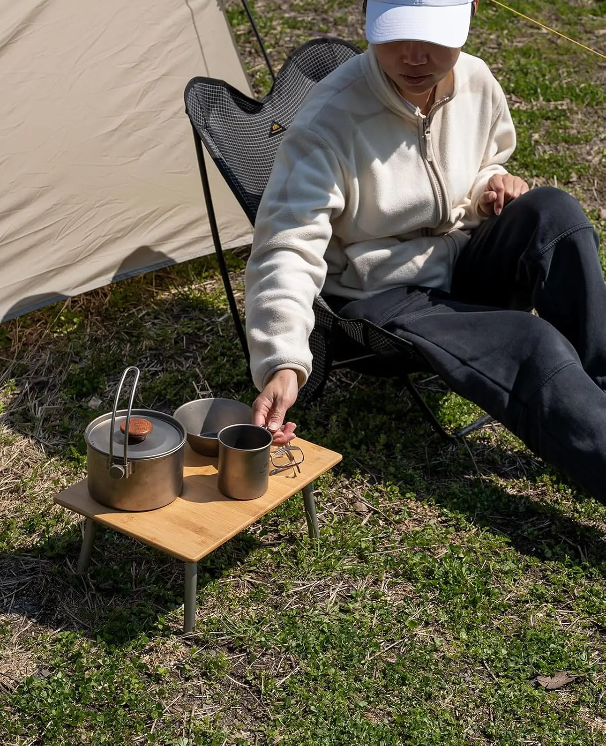Light Small Folding Bamboo Table for Beach Camping Picnic Tray Table