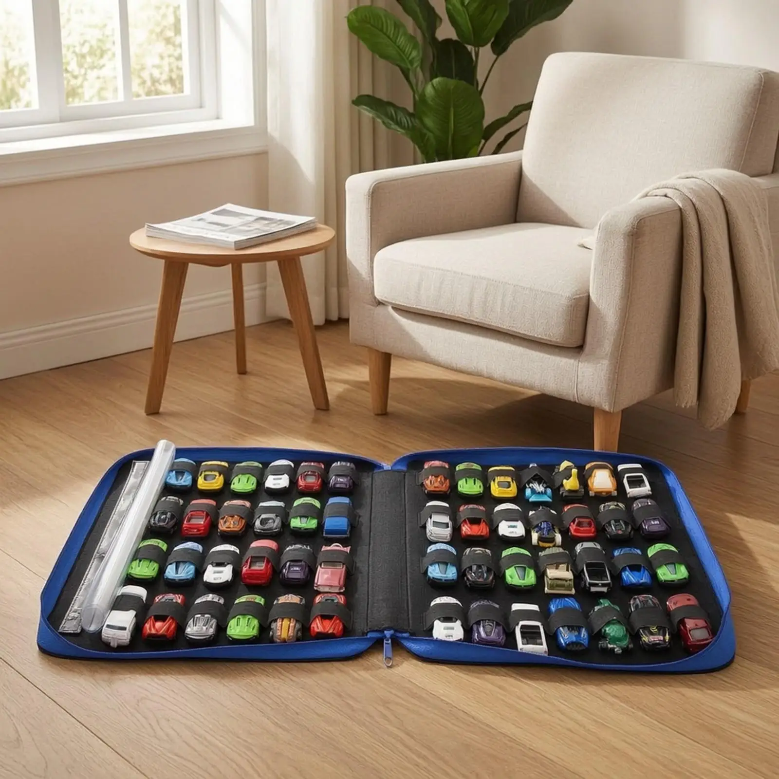 Soft Felt Industrial Pouch for Diecast Cars 52 Elastic Slots with Carry Handles for 1/18 Cargo Container Toy Display