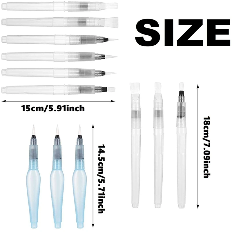 Ensemble de stylos pinceaux à eau pour documents, interconnexion illables quotidiennes, stylos pinceaux pour étudiants, fête, artisanat, 12 pièces