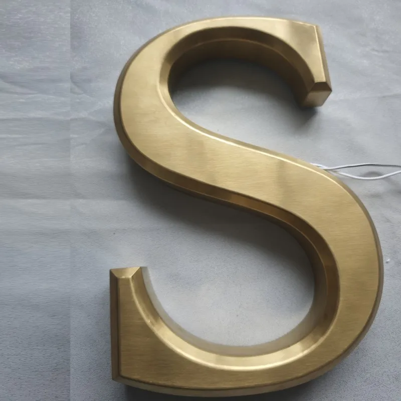 Logo personalizzato in acciaio inossidabile color oro 3D per esterni, insegna 3D color oro rosso rosa, logo in metallo 3D, insegne per negozi aziendali