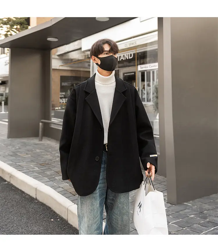 2025 خريف شتاء جديد الرجال فضفاض عادية البني الصوفية السترة الراقية مبطن سميكة أسود بيج إضافة سترة قطن