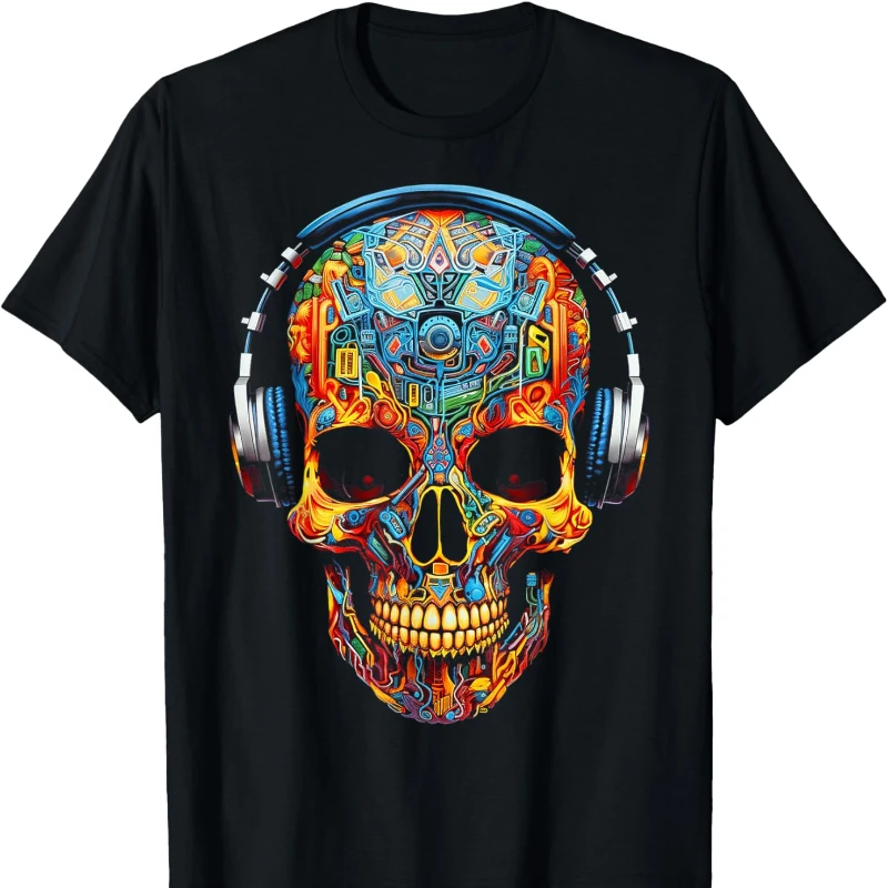 

Skull Art Geometric Fantasy Colorful Graphic Skull Cotton T-shirt Casual All Seasons Fashion Soft Outdoors Comfortable Tops