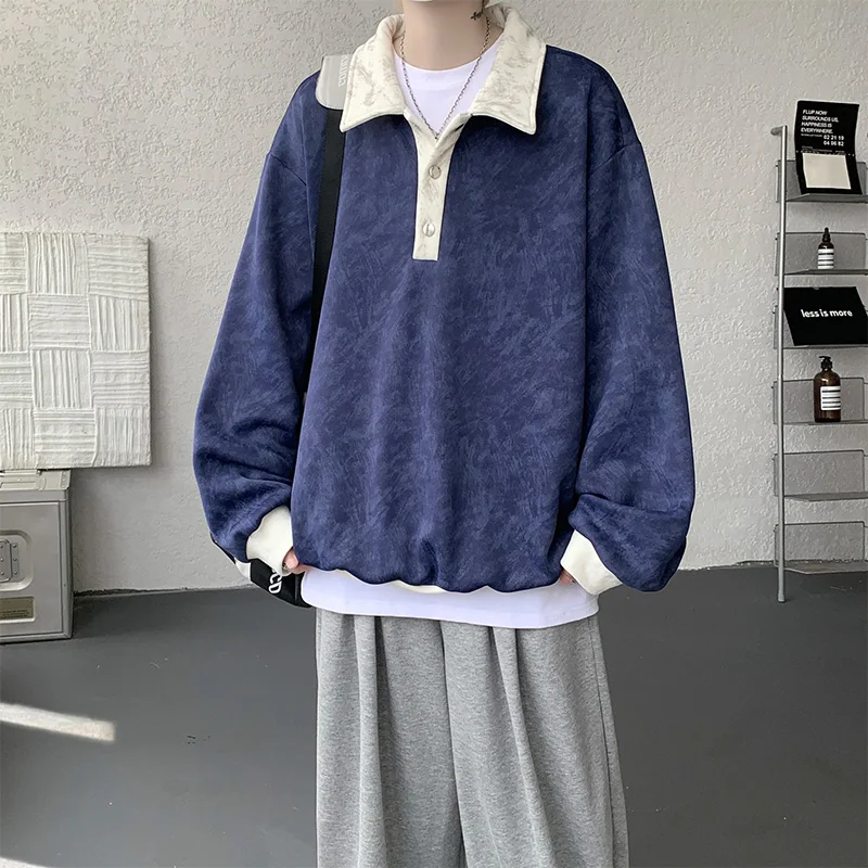 

Retro American Streetwear Men's Oversized Contrast Color Tie Dye Sweatshirt Couple Style Crew Neck Sweatshirts Long Sleeve Top