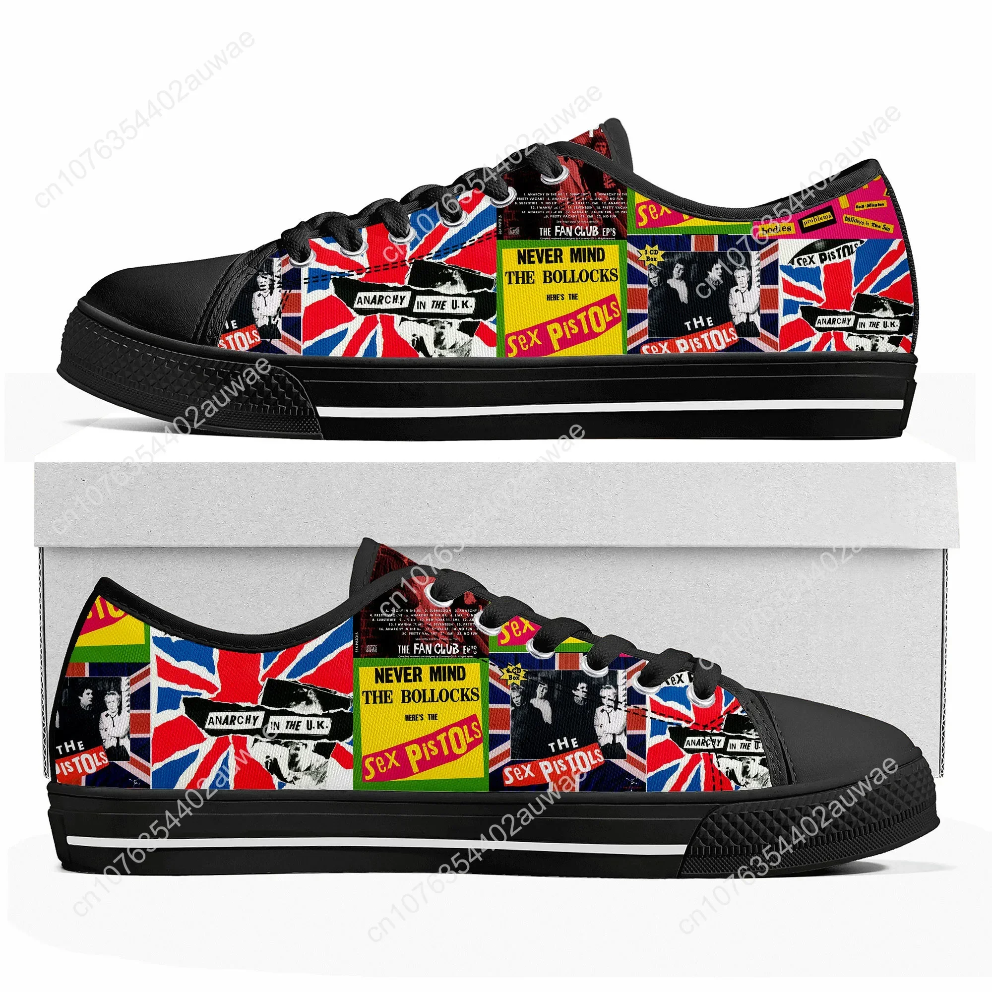 Sex Pistols-Baskets basses Punk Rock Band pour hommes et femmes, chaussures en toile pour adolescents, chaussures de couple décontractées, chaussures personnalisées, haute qualité