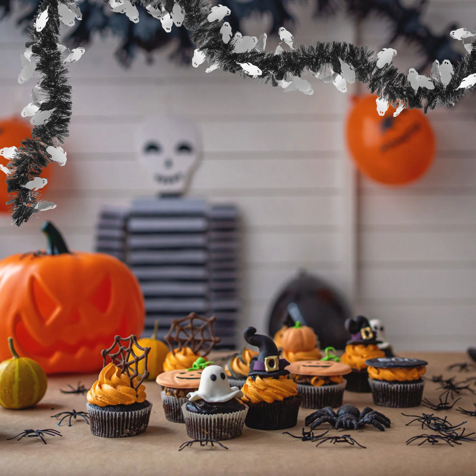 

5 Pcs Halloween Decorations Festive Ghost Streamer Home Accessories Garland Glitter Indoor Party