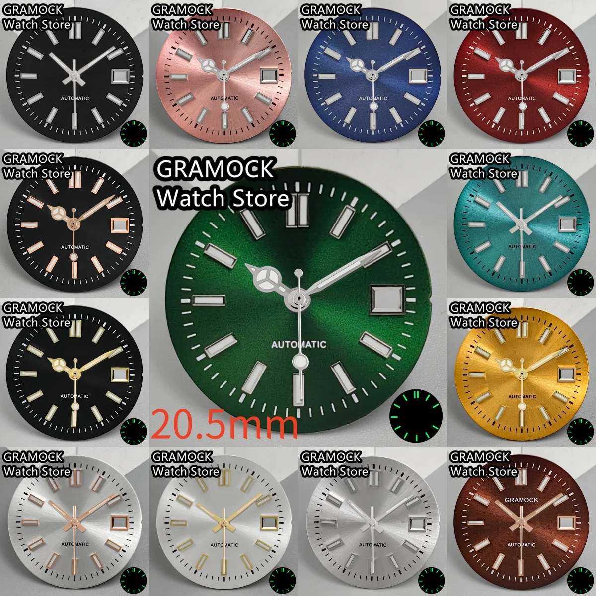 NH05 20.5mm Sterile Women Watch Dial Hand Sets Gold Rose Sticks Number Luminous Fit NH05 NH06 Lady's Watch Modified Accessories