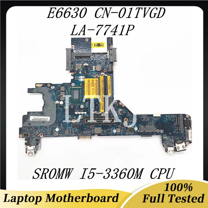 CN-01TVGD 01TVGD 1TVGD Mainboard For DELL E6330 QAL70 LA-7741P Laptop Motherboard With SR0MW I5-3360M CPU 100% Full Working well