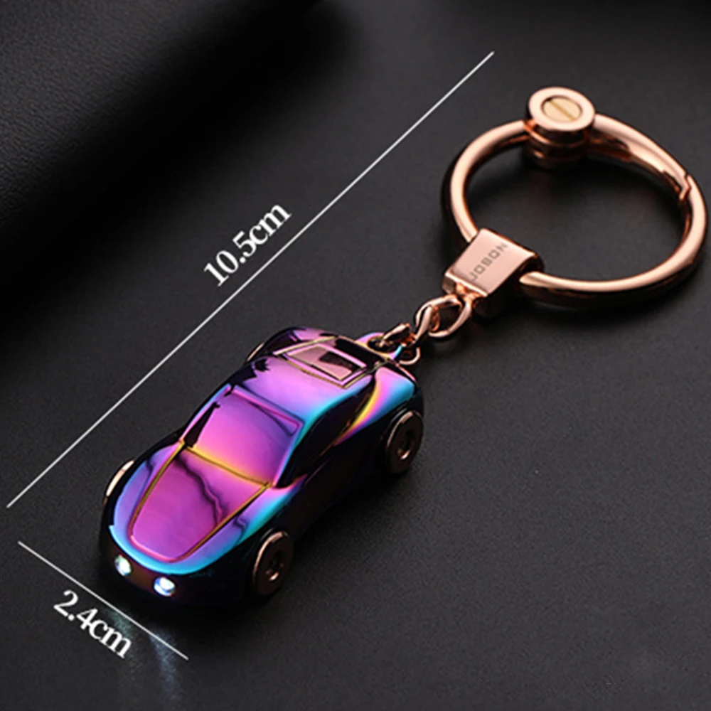 Luxury Car Model Key Chain LED Lights Keychains Couple Auto Key Holder Pendant Gift for Friend Zinc Alloy Car-shape Car Keychain