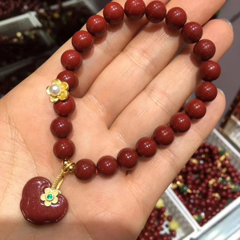 High-Content Mineral -Plated Peace Pendant, Ruyi Pixiu Round Bead , Purple Gold Sand Bracelet