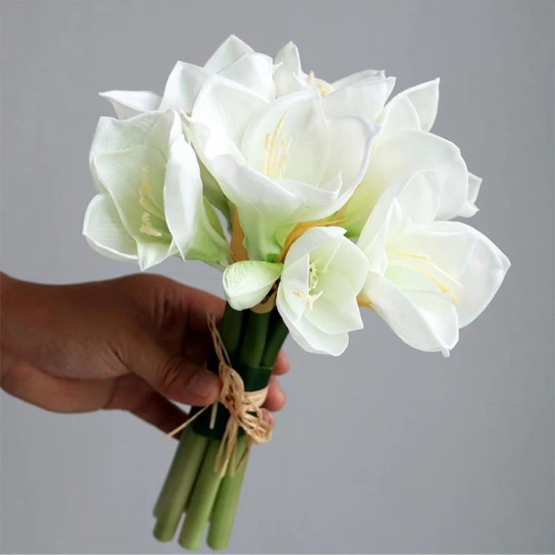 Whitney WB581 White Orange Real Touch Clivia Artificial Flower Orchid Wedding Bouquet Ramo De Novia Boda Accessoires De Mariage