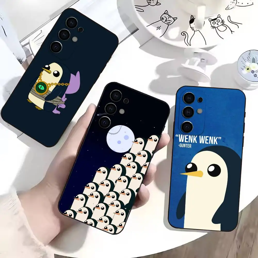 Funda para Teléfono con Diseño de Pingüino Derpy Gunter para Samsung S25, S24, S21, S22, S23, S30, Ultra, S20, Plus, Fe, Lite, Note, 10, Color Negro