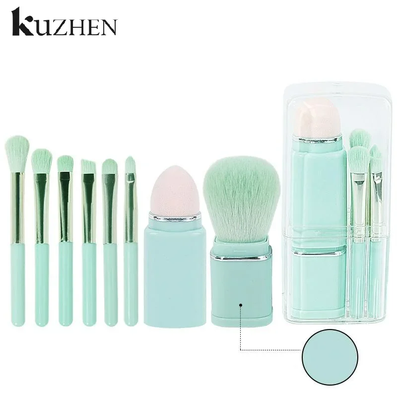 8 en 1 carré Portable télescopique brosse maquillage brosse ensemble ombre à paupières brosse correcteur beauté brosse outil maquillage brosse
