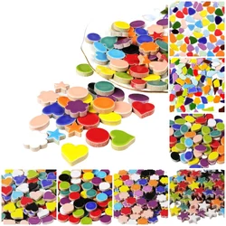 100g/3.5oz Multi Shape Ceramic Mosaic Tiles Colorful Polygon Porcelain Tile Star/Heart/Round/Oval/Flower DIY Making Stones