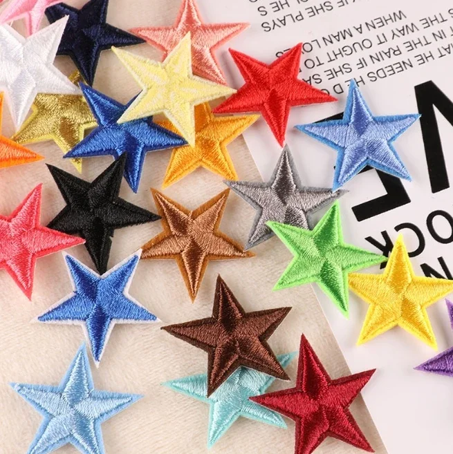 100 Pieces lot five-pointed star Patches For Clothing Kids Iron On Bulk Girls Pack Mix Boys Embroidered Wholesale Small Thermal