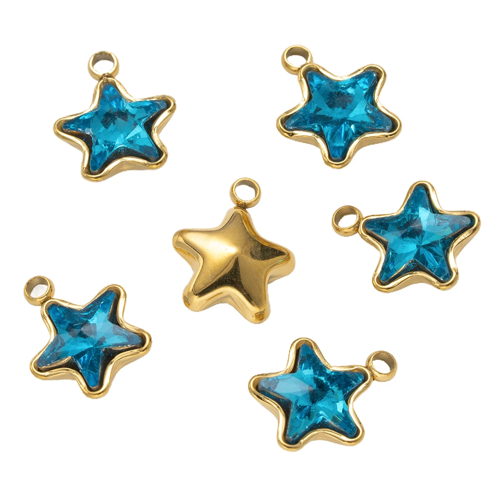 5pcs/Lot Stainless Steel Star Pendants Small  Charms for DIY Necklace Earring Bracelet Jewelry Making Supplies Material Findings