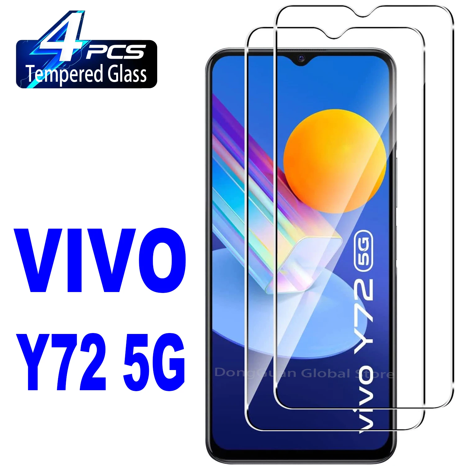 

9H Tempered Glass Film For VIVO Y72 5G 2/4Pcs HD Screen Protector Glass