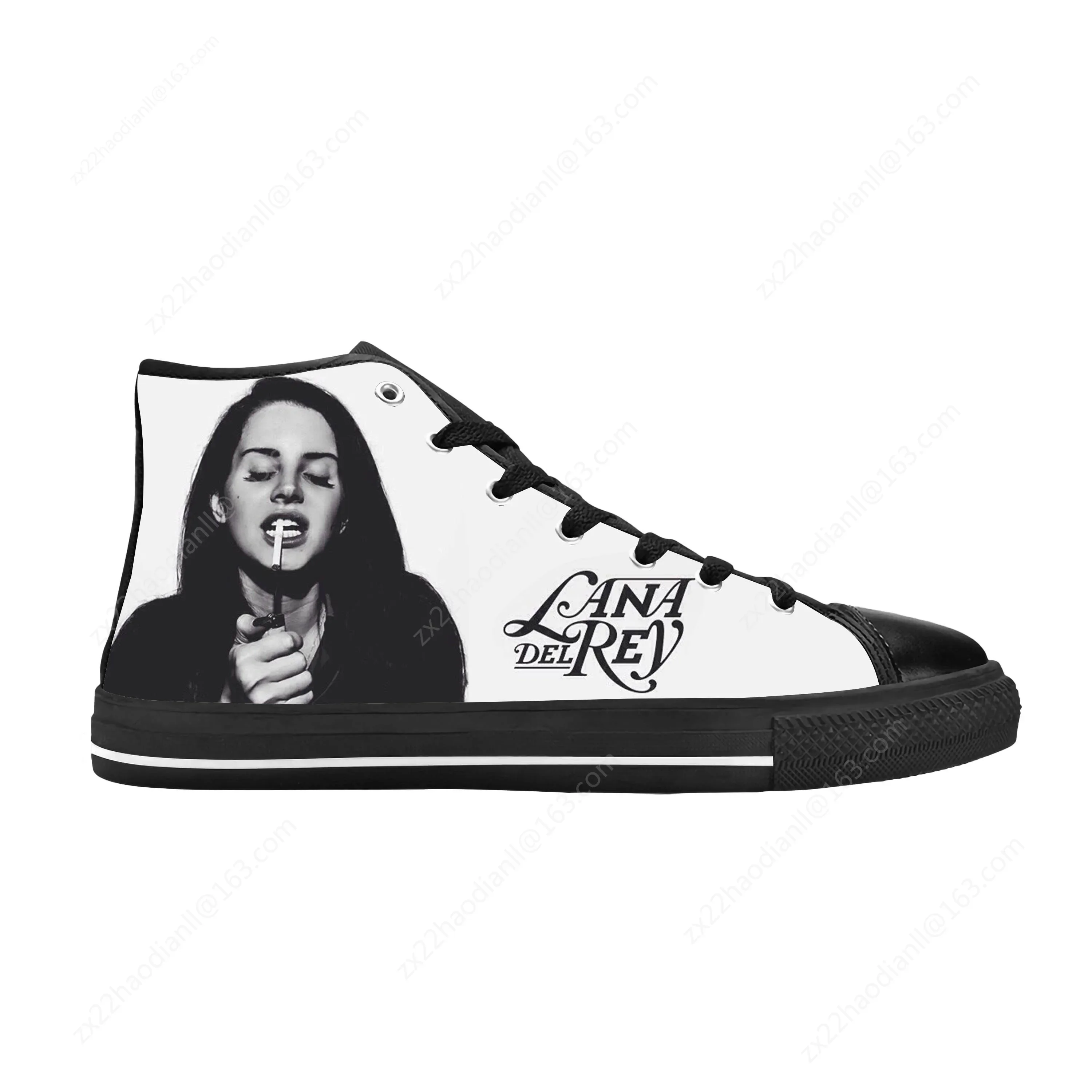 Lana del rey pop cantor música nascido para morrer moda casual sapatos de pano alta superior confortável respirável impressão 3d tênis das mulheres dos homens