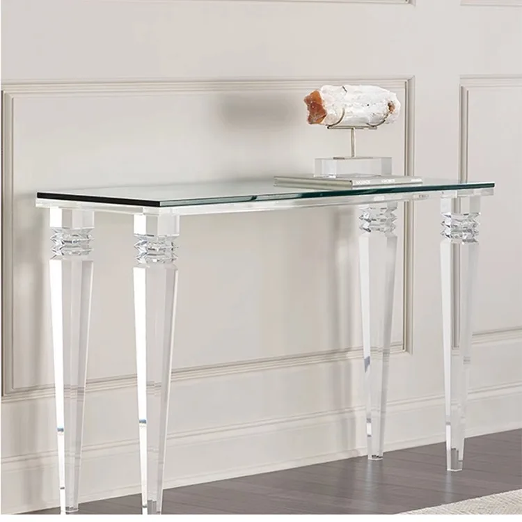 Acrylic dressing table design sense American ins style transparent tempered glass desk small apartment household dining table