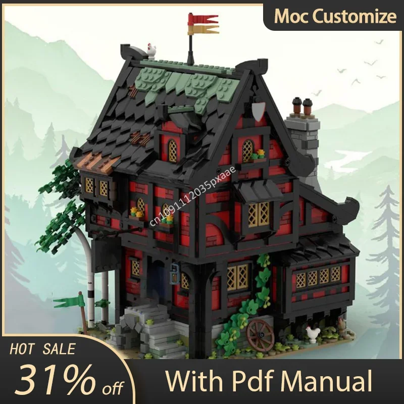 

2929 шт. Moc, средневековые модульные здания, замок The Crusader's Inn, строительные блоки, сборные кирпичи, игрушки, детские образовательные подарки