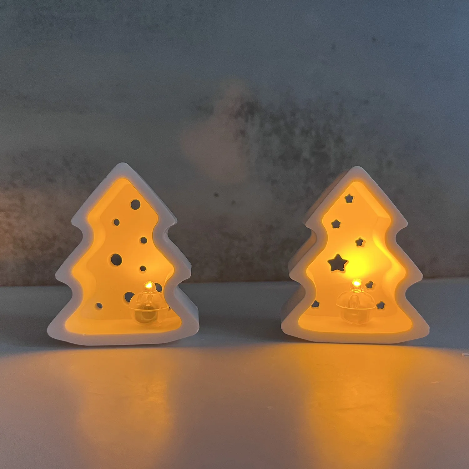 4 Christmas Tree Silicone Resin Mold Epoxy Resin Handmade Crafts Hollow Light Holder Lotion Bar Mould for Decoration Supplies