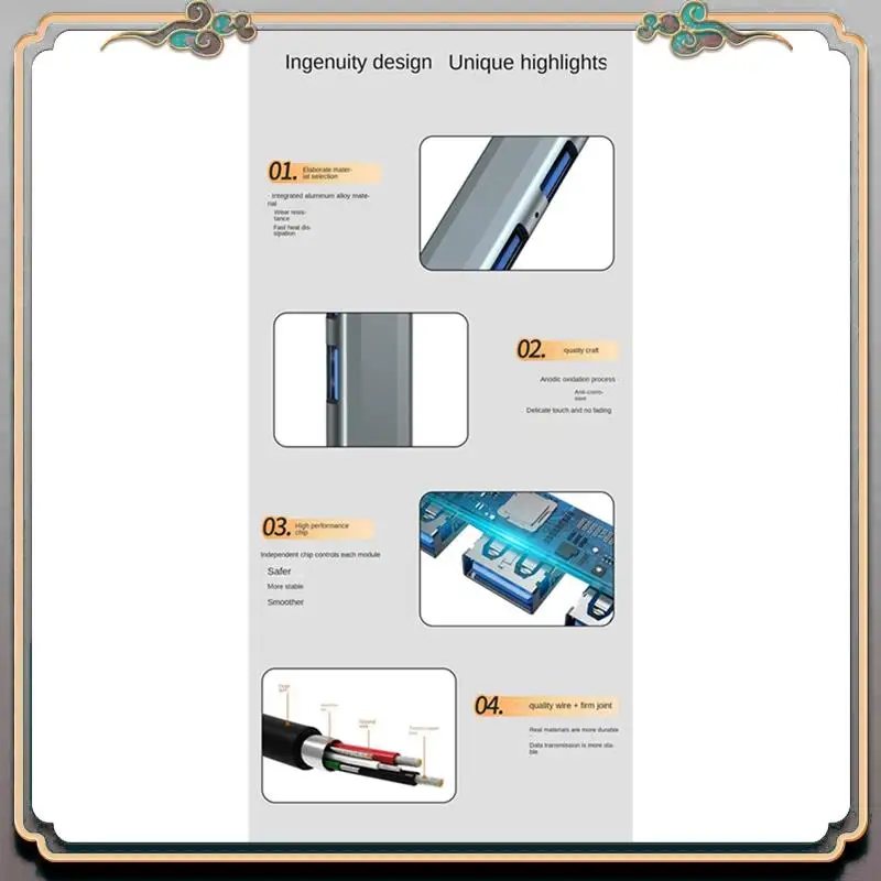 Durable USB Splitter Accessories 4 Ports USB Hub Splitter Multi Hub To USB 3.0 Adapter USB Several