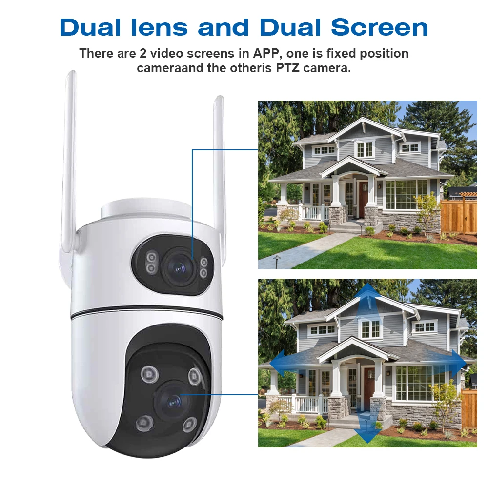 BELIA 4K 8MP WiFi Camera PTZ Dual Screens Auto Tracking Night Vision Surveillance Camera Outdoor 2K 4MP Security IP Camera icsee