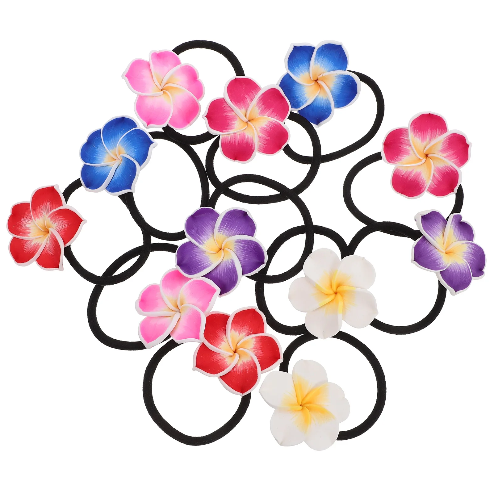 

Plumeria Hairband for Girl Clear Elastic Ties Flower Simulation Ponytail Holder Child Plant Decorations