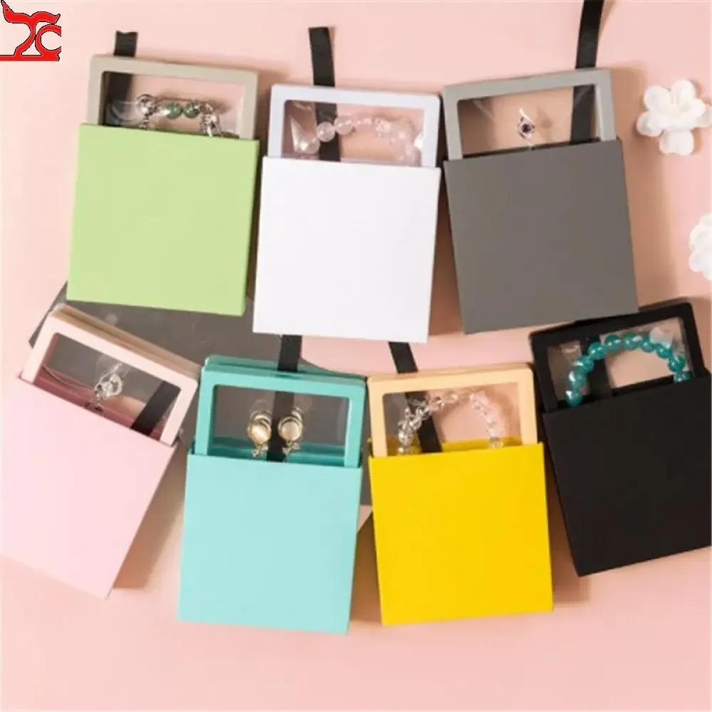 10Pcs/set Pe Film Storage of Jewelry Dustproof Bracelet Pendant Jewelry Display Case 3D Packaging Box Gem Free Floating Frame